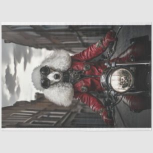 Papier Mousseline Découpage Steampunk Standard Poodle Motorcycle