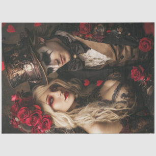 Papier Mousseline Découpage Steampunk Valentine Couple en amour