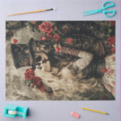 Papier Mousseline Découpage Steampunk Valentine Couple Rouge Noir (Artisanat)