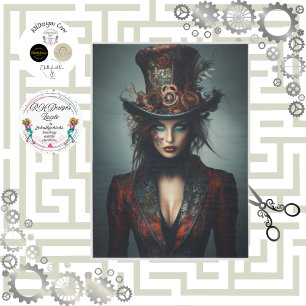 Papier Mousseline Découpage Steampunk Victorien Belle Femme 