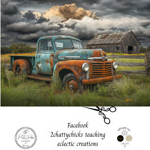Papier Mousseline Découpage Stormy Sky Rusty Turquoise Truck Grange