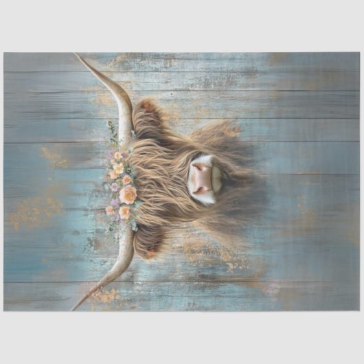 Papier Mousseline Découpage Style de ferme de vache Highland (Recto)