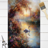Papier Mousseline Découpage Swan Rustique Impressionniste Peinture