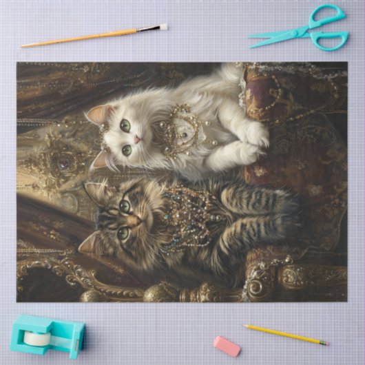Papier Mousseline Découpage Tabby Luxueux & Chats Blancs (Artisanat)