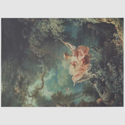 Papier Mousseline Découpage Tableau Fragonard Iconique dans le jardi (Recto)