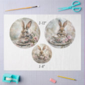 Papier Mousseline Decoupage Teacup Rabbit 12" & 8" Rounds  (Artisanat)