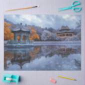 Papier Mousseline Découpage temple du pavillon de jardin chinois Whi (Artisanat)