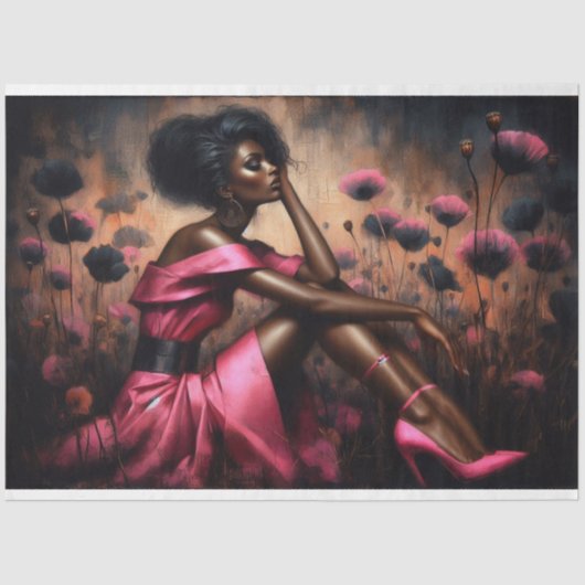 Papier Mousseline Découpage Tissu Papier Hot Pink Pops Femme (Recto)