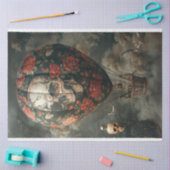 Papier Mousseline Découpage Tissu Rose de crâne à ballon à air chaud (Artisanat)