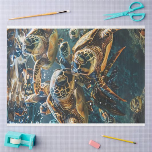 Papier Mousseline Découpage Tortues de mer