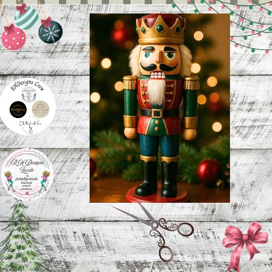 Papier Mousseline Decoupage Traditional Nutcracker Christmas 
