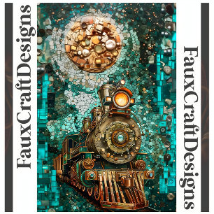 Papier Mousseline Découpage Train Fantastique Steampunk Faux Mosaïqu