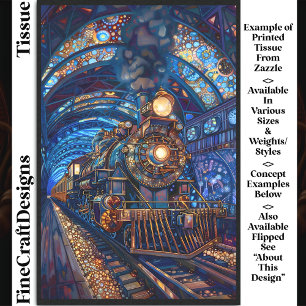 Papier Mousseline Découpage Train Magique Steampunk Faux Mosaïque 06