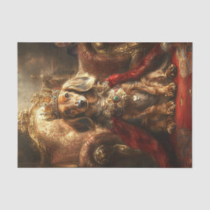 Papier Mousseline Découpage Trône d'or Dachshund Couronne royale