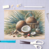 Papier Mousseline Découpage tropical de noix de coco aquarelle (Artisanat)