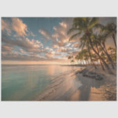 Papier Mousseline Découpage Tropical Paradise Beach Palmiers (Recto)