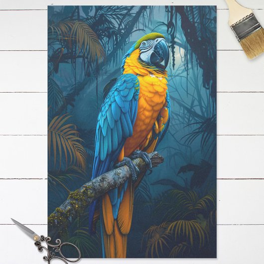 Papier Mousseline Découpage tropicale de Macaw Parrot