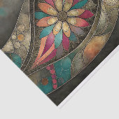 Papier Mousseline Découpage Turquoise Art Nouveau Floral Or (Détail)