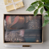 Papier Mousseline Découpage - Un chat et une guitare à vapeur - (Cadeau)