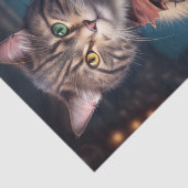 Papier Mousseline Découpage - Un chat et une guitare à vapeur - (Détail)