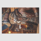 Papier Mousseline Decoupage - Un chat pirate boit de la bière - (Recto)
