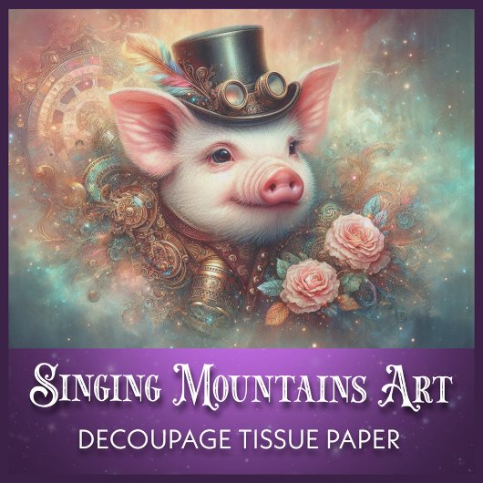 Papier Mousseline Découpage unique de portrait de cochon Steampunk