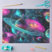 Papier Mousseline Découpage Universe Planètes Cosmo bleu violet rose (Artisanat)