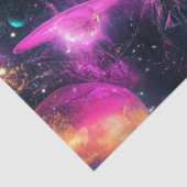 Papier Mousseline Découpage Universe Planètes Cosmo bleu violet rose (Détail)