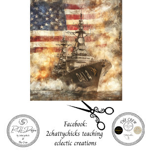 Papier Mousseline Découpage USA Navire de guerre en mer