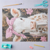 Papier Mousseline Découpage Vache blanche Bandana rose (Artisanat)