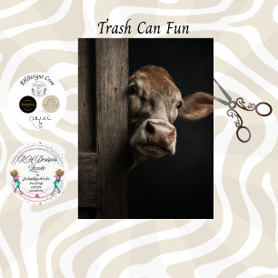 Papier Mousseline Decoupage Vache curieuse regardant mur rustique