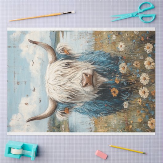 Papier Mousseline Découpage Vache Highland nommée Hamish (Artisanat)