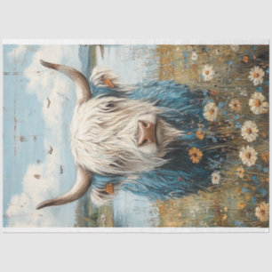 Papier Mousseline Découpage Vache Highland nommée Hamish