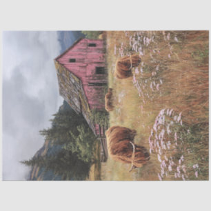 Papier Mousseline Découpage Vaches de haute terre Champs luxuriants 