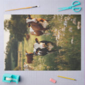 Papier Mousseline Découpage Vaches Holstein Fleurs de champ debout (Artisanat)