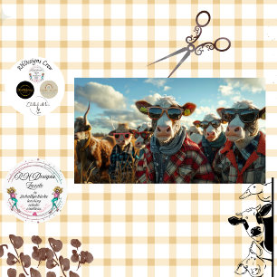 Papier Mousseline Découpage Vaches humoristiques Vêtements de ferme 