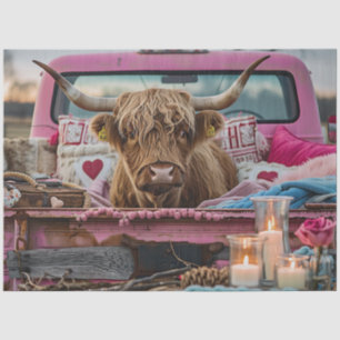 Papier Mousseline Découpage Valentine Highland Vache Camion Vintage