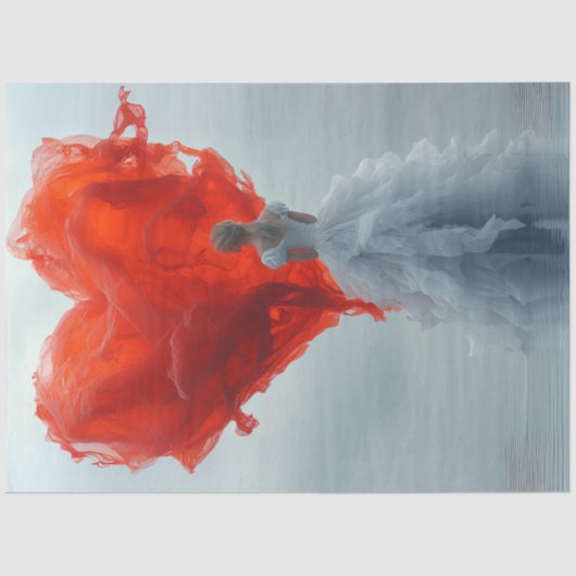 Papier Mousseline Découpage Valentine Red Heart Belle femme (Recto)