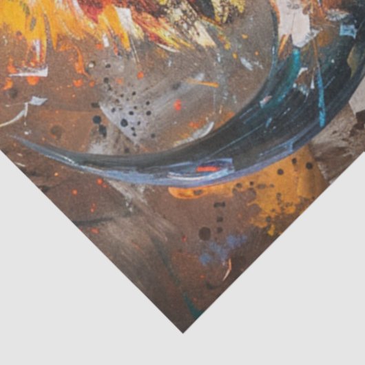 Papier Mousseline Découpage Vibrant Bison Peinture Abstraite (Détail)