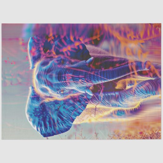 Papier Mousseline Decoupage Vibrant Colored Elephant  (Recto)