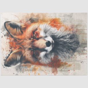 Papier Mousseline Découpage Vibrant Fox peinture Abstrait Arrière - 