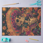 Papier Mousseline Découpage Vibrant Lady Day Dead with Sombrero (Artisanat)