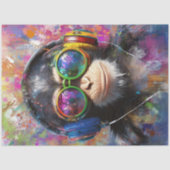 Papier Mousseline Decoupage Vibrant Monkey Abstract Art Headphones  (Recto)