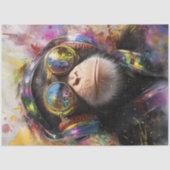 Papier Mousseline Decoupage Vibrant Painting Monkey Abstract  (Recto)
