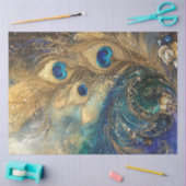 Papier Mousseline Découpage Vibrant Peacock Feather Motif (Artisanat)