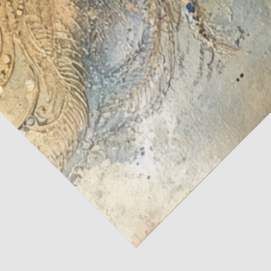 Papier Mousseline Découpage Vibrant Peacock Feather Motif (Détail)