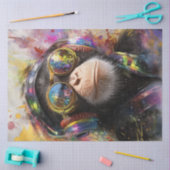 Papier Mousseline Découpage Vibrant Peinture Singe Abstrait (Artisanat)