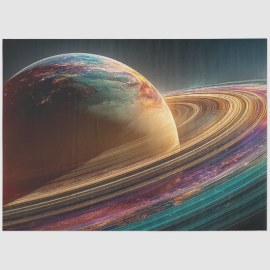 Papier Mousseline Découpage Vibrant Planète Surface Or Purple Turquo (Recto)