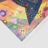 Papier Mousseline Découpage Vibrant rose jaune chats Art Pièce (Détail)