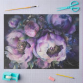 Papier Mousseline Découpage Vibrant violet pivoines roses Digital (Artisanat)
